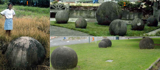 Orta Amerika'da hem Atlantik hem de Pasifik Okyanusu'na kıyısı olan küçük ülkenin çeşitli yerlerinde mükemmel biçimde yontulmuş, en büyüğü 2,7 metre çapında, 16 ton ağırlığında olan çok sayıda taş bulunuyor.