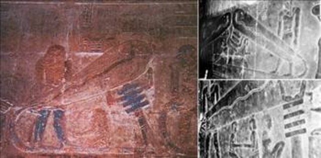 MISIR'DAKİ AMPÜLLER Mısır , Dendera 'daki Hathor tapınağında göze çarpan ampuller. Bu ampuller kıvrımlı kablolar ile bir jeneratöre veya açma kapama düğmesine bağlıdırlar. Ampul şeklindeki cismin içine bir yılan tasviri konulmuş. Bu da ampulün içindeki ince teli gösteriyor olabilir.