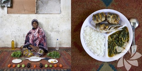 Zanzibar: Pirinç, balık ve yeşil mango soslu sebze