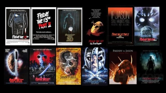 13. Cuma ile ilgili filmler de çekildi. İşte 13. Cuma konulu filmler... - Friday the 13th (3+1 bölüm), Friday the 13th: A New Beginning / Friday the 13th Part V (1985), Jason Lives: Friday the 13th Part VI (1986), Friday the 13th Part VII: The New Blood (1988), Friday the 13th Part VIII: Manhattan (1989), Jason Goes to Hell: The Final Friday (1993), Jason X (2001), Freddy vs. Jason (2003), Friday the 13th (2009)