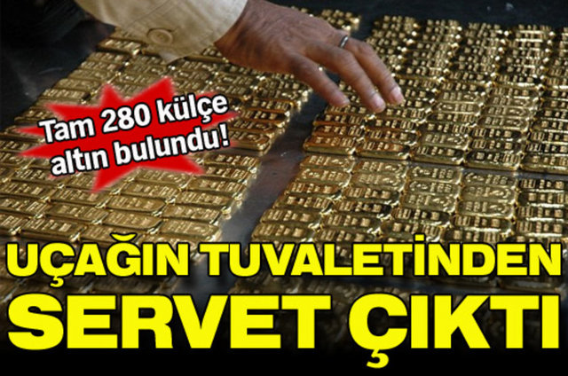 Dubai'den Bangladeş'e inen bir uçakta tam 280 külçe altın bulundu. Uçuşun ardından tuvaleti temizleyen temizlik görevlileri 32 kilo ağırlığındaki altınları bulur bulmaz polise haber verdi ancak bırakan yolcu belirlenemedi.