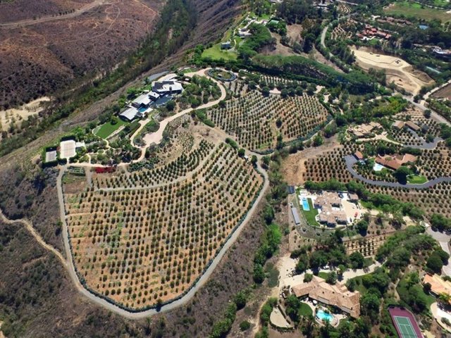 Güneş panelleriyle kendi elektriğini üreten bu devasa evin bahçesinde 1500 limon ağacı bulunuyor.