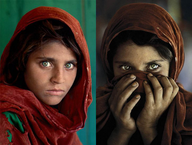 Tüm dünyaca tanınan bu fotoğraf 1984'te 5 yıldır Sovyetler Birliği ile savaşta olan Afganistan'da öfkesi gözlerine yansımış 12 yaşındaki mülteci bir kızı gösteriyordu.