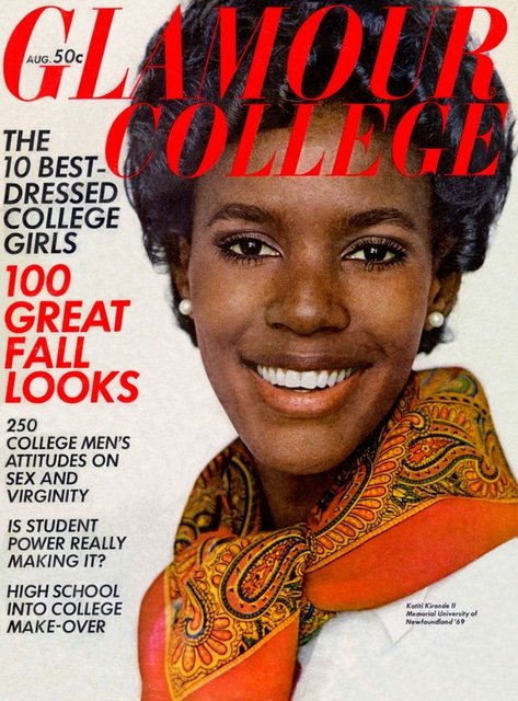 Glamour: Ağustos 1968 - Siyahi modeller bugün bile azınlıktayken 60'lı yılların Amerika'sında  siyahi bir kadının popüler bir dergide kapak olması görülmedik bir şeydi.