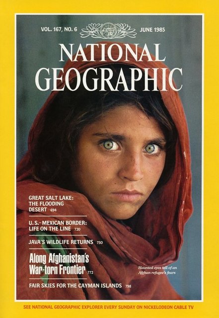 National Geographic: Haziran 1985 - Listede yer alan kapaklar içinde, duyguyu en net ve sade haliyle verenlerden en meşhuru şüphesiz  Steve McCurry'nin Afgan bir kızı çektiği bu fotoğraftı.