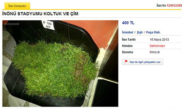 İnönü Stadyumu'ndan hatıra çim ve koltuk: İnönü Stadyumu'nun tadilata girdiği dönemde bir taraftar sahadan hatıra olması nedeniyle biraz çim ve bir koltuk almış ve bunu da internet üzerinde satışa çıkarmış.
