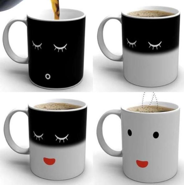 İçine sıcak çay ya da kahvenizi koydukça görüntüsü değişen bir başka fincan daha...