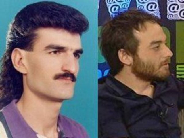 Bursa'nın Orhangazi ilçesinde yaşayan Adem Aydın (sol) gençliğinde çektirdiği fotoğrafı Twitter'da kullanan Orçun Ortaç'a (sağ) karşı açtığı davayı kazandı. -