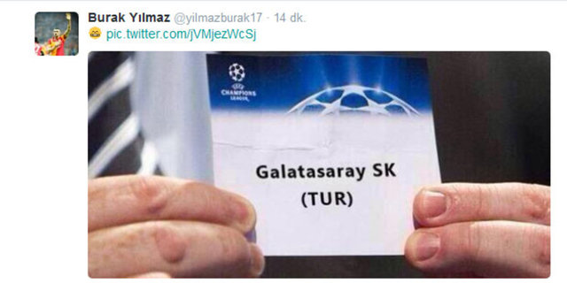 Burak, rakiplerinin cezası nedeniyle şampiyonluğa rağmen, Avrupa Kupaları'na katılamayacak olmasına gönderme yaptı ve Devler Ligi kurasında çıkan "Galatasaray" yazılı kağıdı paylaştı.