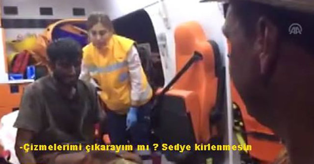 Soma'daki maden faciasında kurtarıldıktan sonra ambulansa bindirildiği  sırada hemşireye "çizmelerimi çıkarayım mı sedye kirlenmesin" diye sorarak...