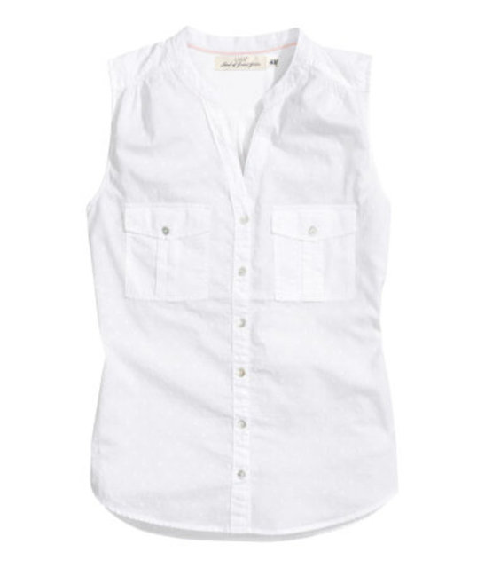 Beyaz sıfır kol gömlek 34.95 TL.H&M