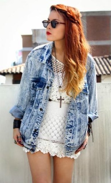 Asit yıkama denim ceketler.