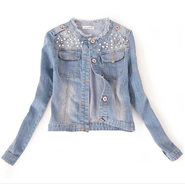 Zımbalı denim ceketler.