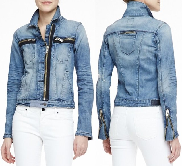 Fermuar detaylı denim ceketler.