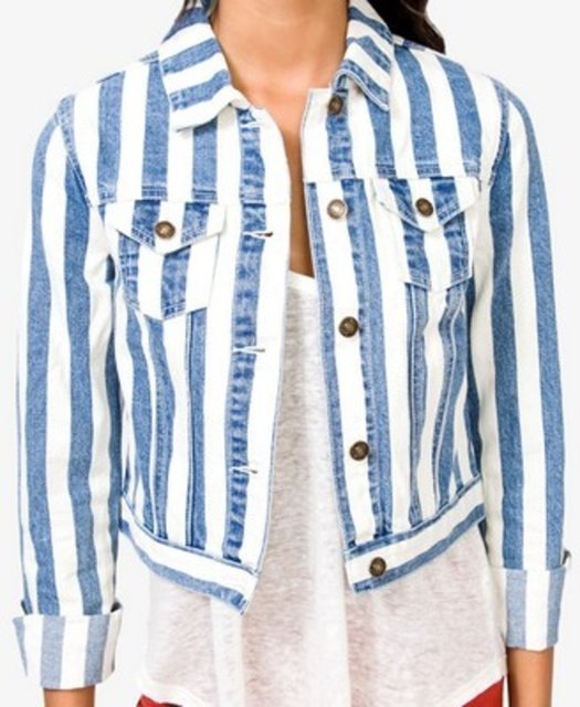Çizgili denim ceketler.
