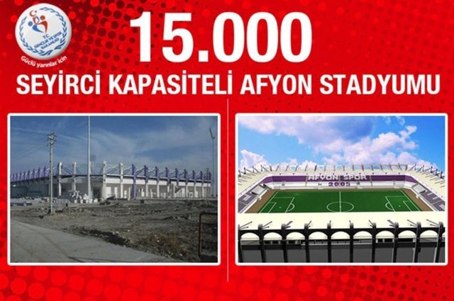 Afyon Stadyumu: Yaklaşık 3 yıl önce ihalesi yapılan 15 bin seyirci kapasiteli Afyon Stadyumu'nda sona gelindi. Stadyumun, yeni sezonda kapılarını sporseverlere açması bekleniyor.