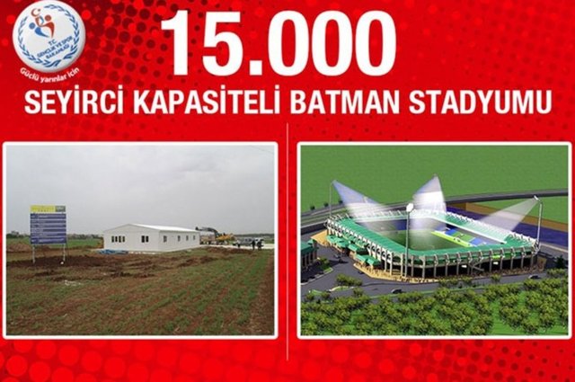 Batman Stadyumu: Bu yılın hemen başında ihalesine çıkılan Batman Stadyumu, 15 bin seyirci kapasitesine sahip olacak. Çalışmalarına başlanan stadyumun en kısa zamanda Batmanlı sporseverlerin hizmetine açılması hedefleniyor.