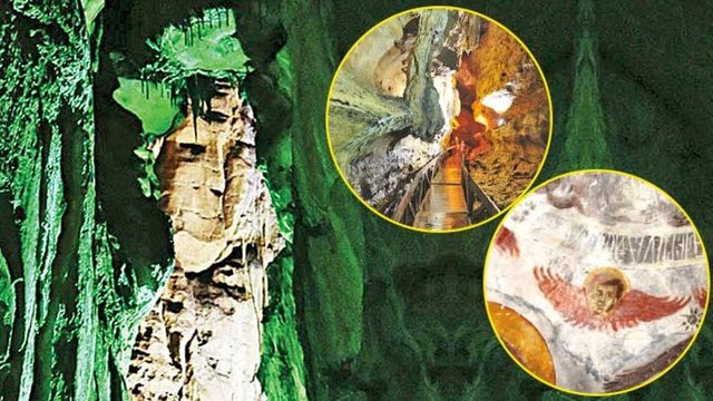 8 milyon yılda oluştuğu tahmin edilen mağaranın içindeki bu yüzün burun, ağız, çene ve göz kısımları çok net bir şekilde görülüyor.