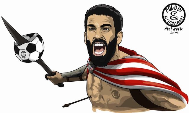 Arda Turan'a Spartacus benzetmesi yapan "Bolow Schumann Artwork" takma adlı bir kullanıcı daha önce Arda Turan'ın bu görselini paylaşmıştı. Görsel özellikle Atletico Madrid taraftarları tarafından sosyal medyada ilgi görmüştü.