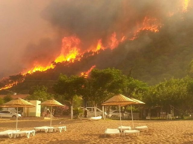 Diğer tesislerde kalan tatilciler, pansiyondaki odalarında bulunan İngiliz turistleri dışarıya çıkardı. 4 otel ile birlikte hediyelik eşya dükkanı ve restoran da alevler arasında kaldı.