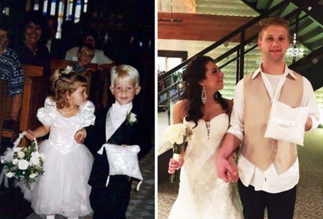 Bir düğünde daha çocukken tanışan bu çift tam 20 yıl sonra evlenmiş.