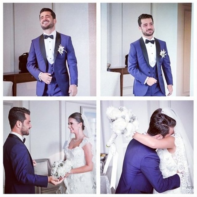 "Benim icin en mutlu, en guzel, en ozel an ilk karsilasmamizdi. Ve bu kolajda da favorim yukaridaki iki kare, cunku kapidan iceri girer girmez o an ne ne hissettigimizin tam ozeti esimin yuzunde, ve gozyasinda.. Uzerine fazla sey soylemeye gerek kalmiyor"