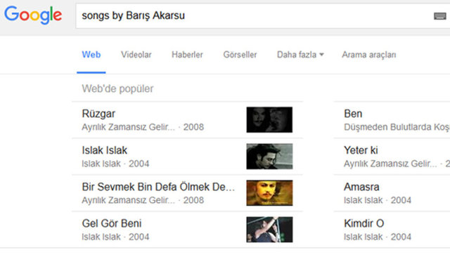 Örneğin; 'Songs by Barış Akarsu'