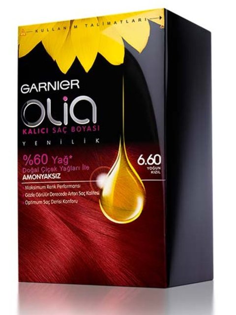 Garnier Olia, son dönem en iyi saç boyalarından biri. Amonyaksız formüllü, kalıcı saç boyasında, %60 oranında doğal çiçek yağı bulunuyor. Ayrıca saçı derinlemesine besleyen zeytin, avakado ve karite yağı içeriyor.