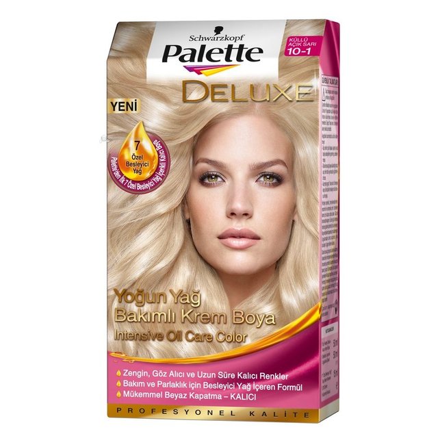 Palette Deluxe, içeriğinde bulunan 7 özel besleyici yağ sayesinde saçlarınıza bakım yapıyor, %100 beyaz kapatma özelliği sunuyor ve uzun süre kalıcı renk yoğunluğu sağlıyor. Tam 34 farklı renk seçeneğine sahipsiniz.