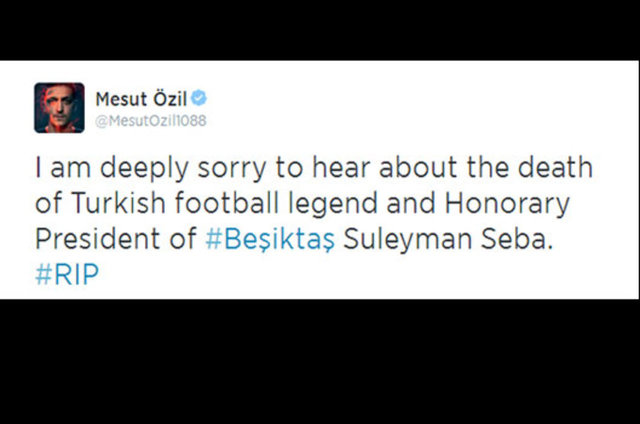 Türk futbolunun efsane başkanı ve Beşiktaş'ın Onursal Başkanı Süleyman Seba'nın ölüm haberini duyduğum için gerçekten üzgünüm.