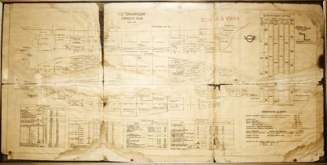 Geminin güvertesine çıkış noktasında bulunan ve Savarona'ya ait o dönemden kalma tek belge olan kroki korundu.