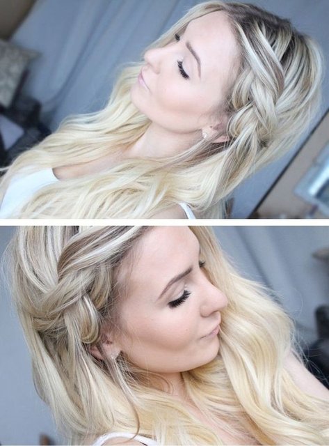 Saçlarınızı tek taraftan bol ve kalın bir biçimde örüp serbest bırakırsanız oldukça modern bir görünüş elde edebilirsiniz. (veckorevyn)