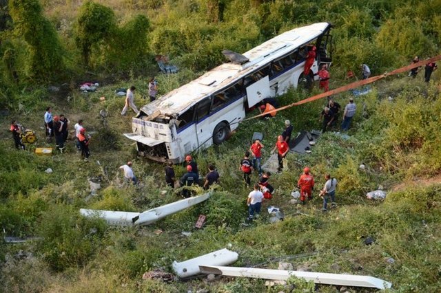 Bursa'da otomotiv yan sanayi üretimi yapan Ormetal'in Uludağ'da düzenlediği piknikten dönenleri taşıyan Seyit Dinç yönetimindeki 16 S 8383 plakalı otobüs, rampa inerken virajı alamayarak şarampole yuvarlandı.