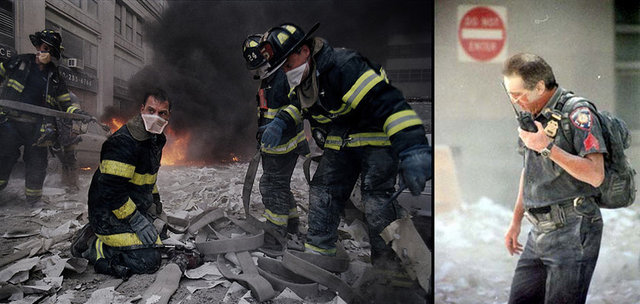 08:58:00 - Bin polis memurunu harekete geçiren New York emniyeti, olay yerine iki helikopter ulaştıyor. Saat 09:00'da Ticaret Merkezi'ndeki tüm sivillerin boşaltılması emre