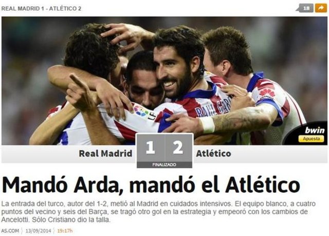 İspanyol AS gazetesi "Arda Turan oyuna girdi, Real Madrid'i yoğun bakıma gönderdi" yorumunda bulundu...