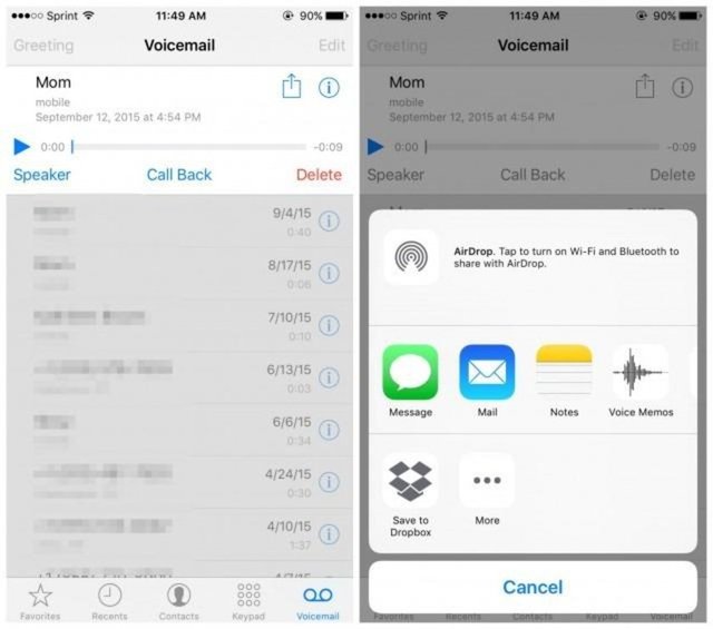 8. Paylaş ve sesli e-posta gönderiOS 9'in sonunda eklediği özelliklerden biri de sesli mesajlar oldu. Artık sesli mesajlarınızı telefon uygulamasıyla paylaşıp gönderebiliyorsunuz. Ayrıca iMessage, Mail ve diğer uygulamalarda buna dahil.