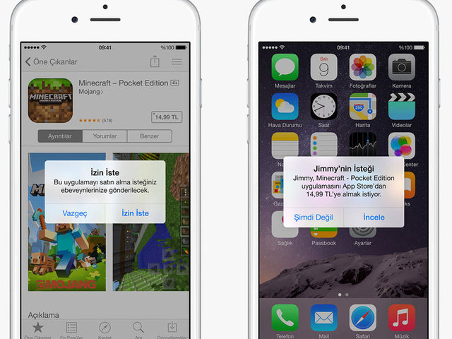 Çocuklarınız Tunes ve App Store'dan alışveriş yapmadan önce size sorulmasını istiyorsanız 'izin iste' özelliği ile bunu gerçekleştirebiliyorsunuz.