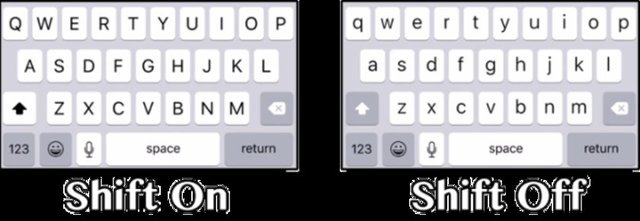 13. Shift tuşu sorunu - iOS 9'dan önce klavyede shift tuşunun basılı olup olmadığı anlaşılmıyordu. Şimdi bu tuş basıldığında renk değiştiriyor.