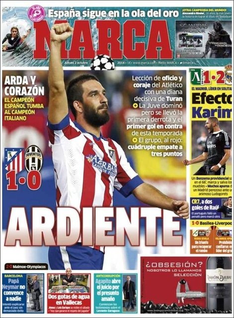 "Arda yakıyor" Marca gazetesi, Arda'nın Avrupa'nın dev takımlarının korkulu rüyası olmaya başladığını yazdı. Gazete, Real Madrid ve Juventus'a attığı goller ile takımına hayat veren milli futbolcumuz için "Arda devleri öldürmeyi sever" yakıştırması yaptı.