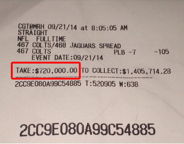 21 Eylül tarihli kuponda Mayweather'ın maça 720 bin dolar yatırdığı görülüyor...