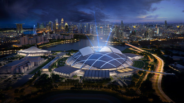 En İyi Spor Binası (Singapur)  - Singapore Sports Hub Design Team'den Singapore Sports Hub: Singapur Spor Kompleksi; sporu eğlence ve Asyalı yaşam tarzı ile birleştiren ilk spor salonu olarak ünvanlandırıldı.