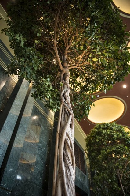 Yeşil granit duvar ve yer kaplamalarının aralarındaki pirinç şerit levha süslemeler ile kapıların üzerinde, Selçuklu süsleme sanatında yer alan yıldız figürü fuaye alanında dikkati çeken ayrıntılar oldu.