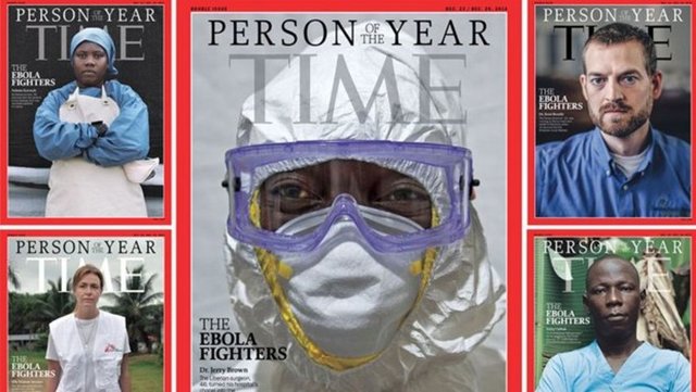 Ebola virüsünün binlerce can aldığı Afrika ülkelerinde korkusuzca görev yapan doktorlar ve hemşireler dergi tarafından 'Yılın Kişisi' olarak açıklandı.