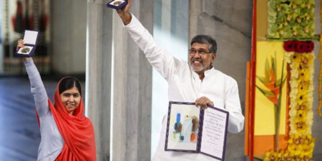 Nobel Barış Ödülü, bu yıl Pakistanlı çocuk hakları aktivisti Malala Yusufzay ve Hindistanlı eğitim aktivisti Kailash Satyarthi'ye verildi.