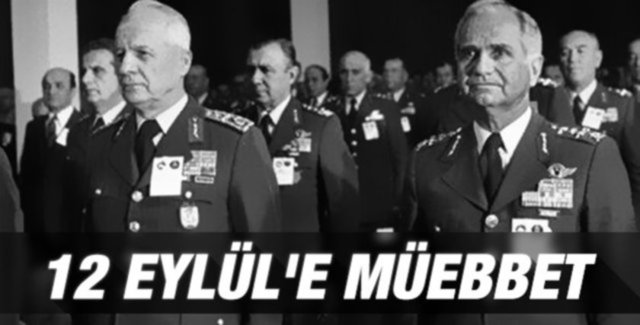 12 Eylül Davası'nda Mahkeme, sanıklar Kenan Evren ve Tahsin Şahinkaya önce "ağırlaştırılmış müebbet hapis" cezasına çarptırıldı, ardından takdiri indirimle bu cezaları "müebbet hapis cezasına" çevrildi