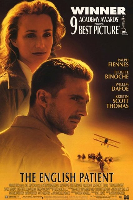 10- English Patient (İngiliz Hasta) (1996): İkinci Dünya Savaşı'na sayılı günler kala bir adam yanıklar içinde kampa getirilir. Adam uçak kazası sonucu o hale gelmiş olup, sonunda İngiliz hasta olarak anılacaktır.