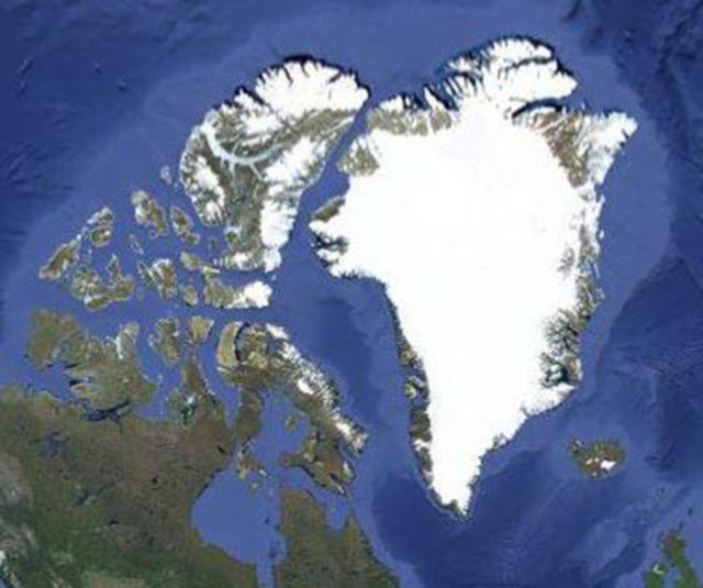 Ancak oluşan yeni harita yepyeni bir dünya(!) ortaya çıkardı. Hayali haritaya göre Danimarka'ya bağlı olan Grönland Kuzey Amerika'nın kuzey doğusunda yer alıyor