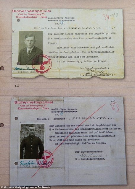Hermann Weinberg ve Preisler Oskar, Poznan Toplama Kampı'nda görev yapan 2 gardiyanın kimlik kartları.