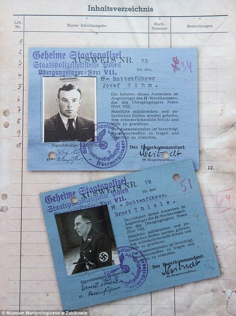 Bu kimlikler Poznan Toplama Kampı'nda görev alan iki Nazi subayına ait. Josef Bohm ve Ernst Thiele