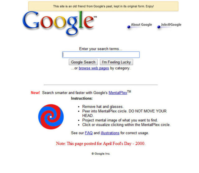 Eski Google Tasarımı -  - Google'a "mentalplex" yazdığınızda Google'nin 2000 yılındaki tasarımı üzerinden Google'ı kullanabiliyorsunuz.